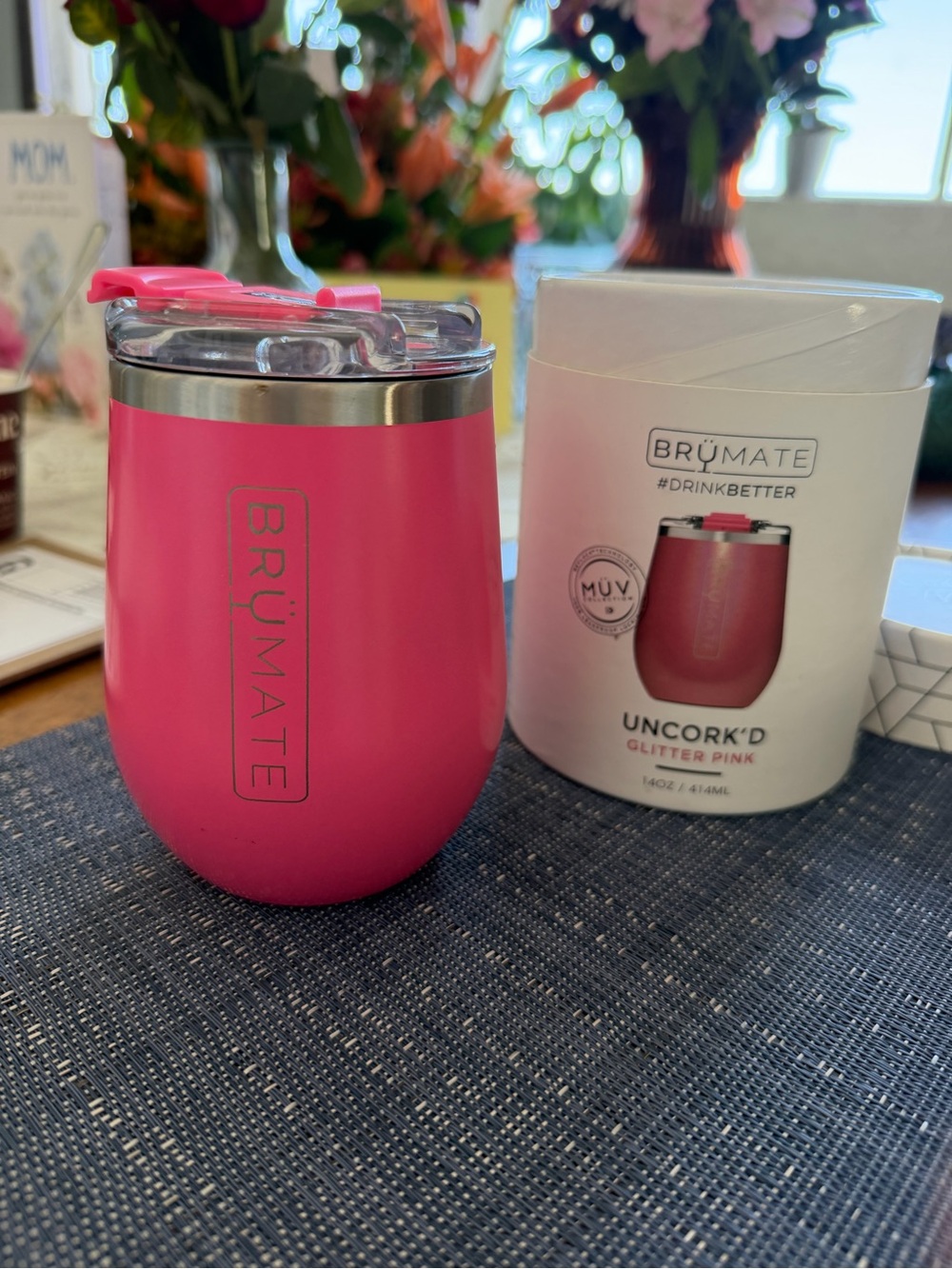 Uncork'd Glitter Pink Insulated Wine Tumbler